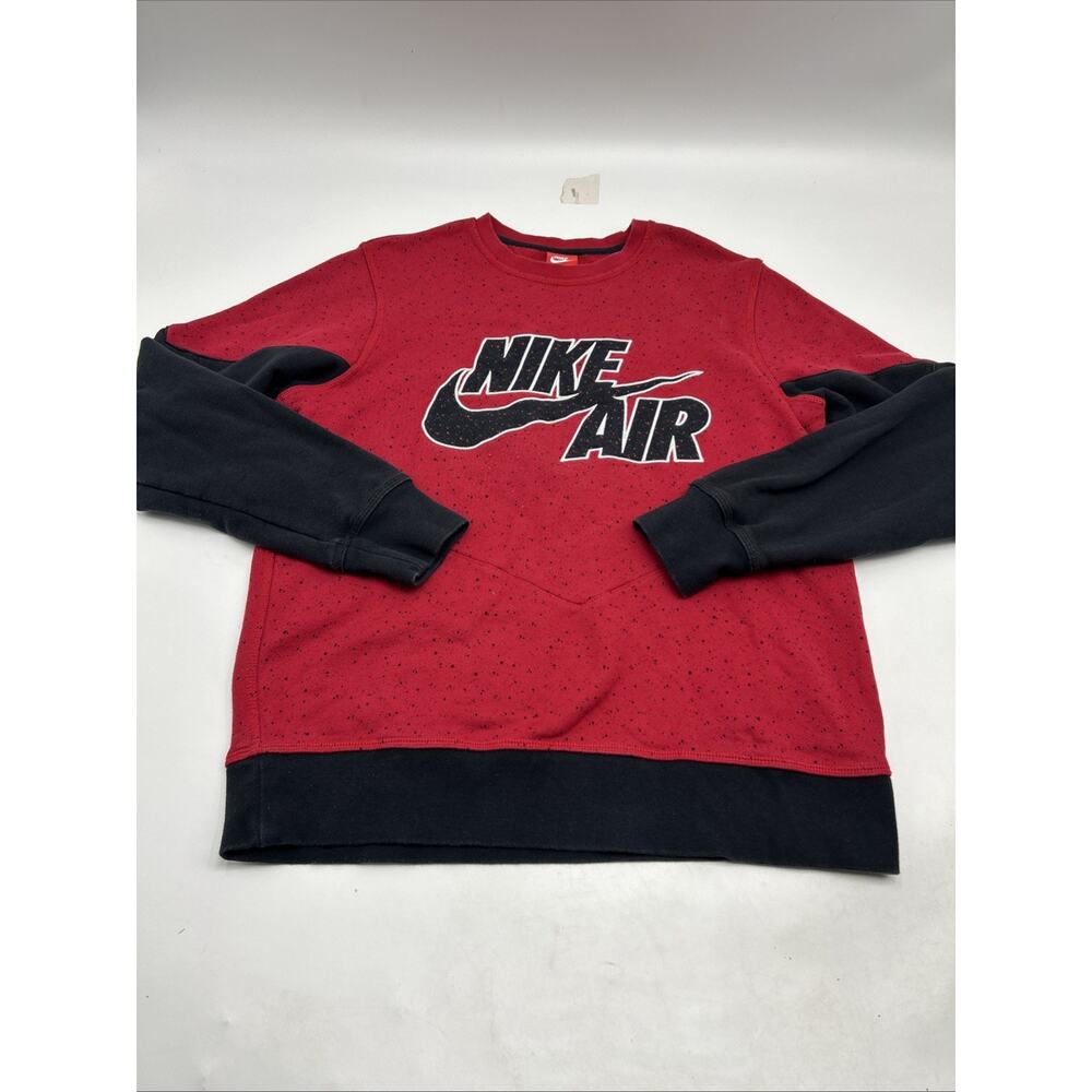 Nike Sweatshirt Men’s Size LARGE Red Black Speckled NIKE AIR 100% Cotton